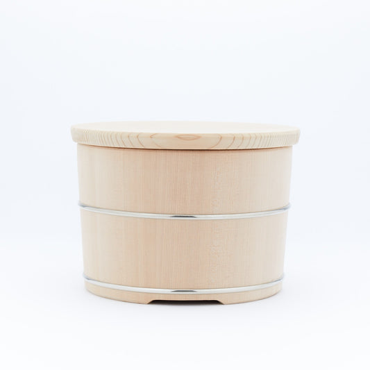 19.5 × 19.5 × height 13 cm<br>Japanese Sawara cypress / nickel silver