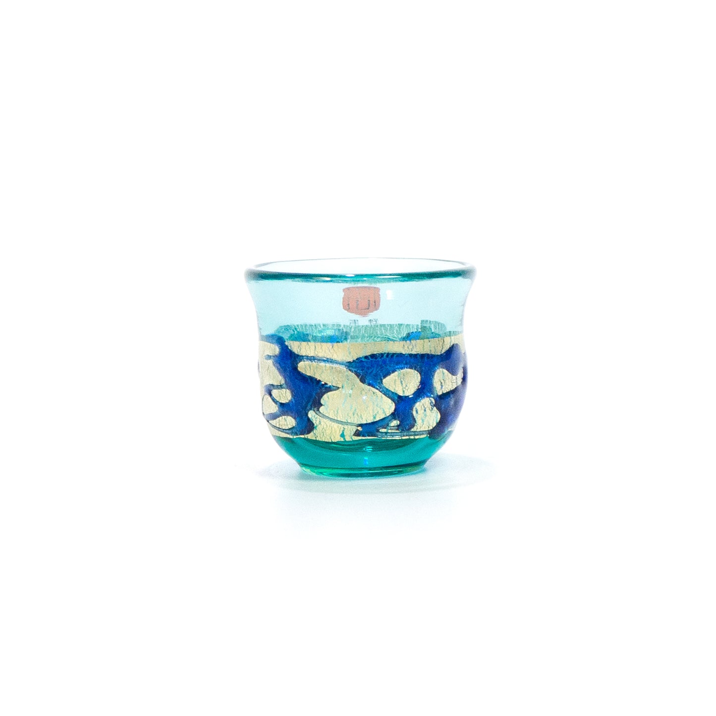 Gold-Decorated Blue Glass Sake Set