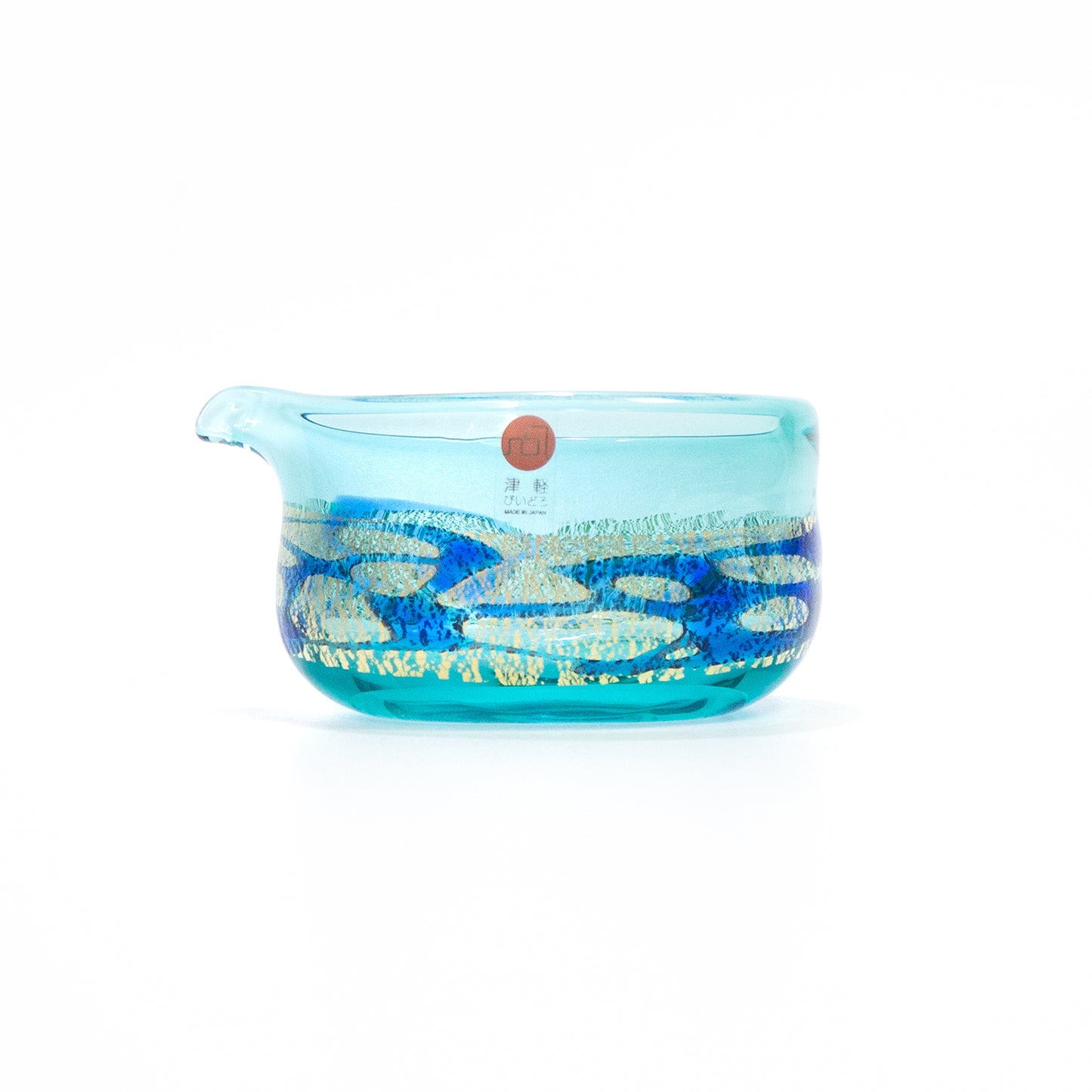 Gold-Decorated Blue Glass Sake Set