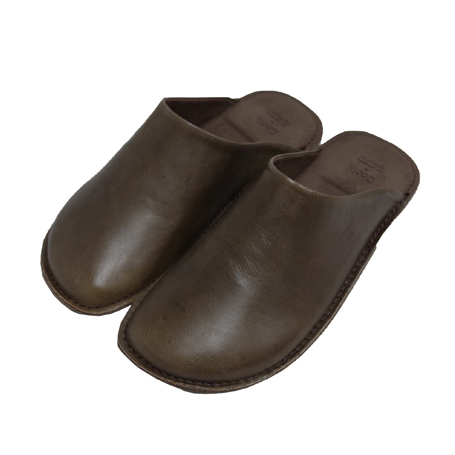 Room shoes "REELA" in  Waxed Leather Dark Brown