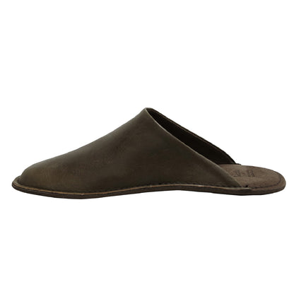 Room shoes "REELA" in  Waxed Leather Dark Brown