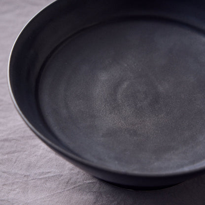 Kuroterasu Footed Plate<br>A beautiful texture that shows the touch of the maker's hand