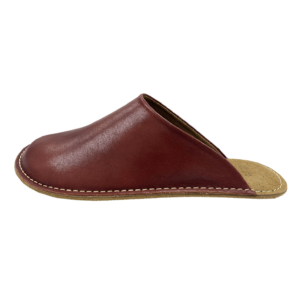 Room shoes "REELA" in Gloss Leather Red Brown