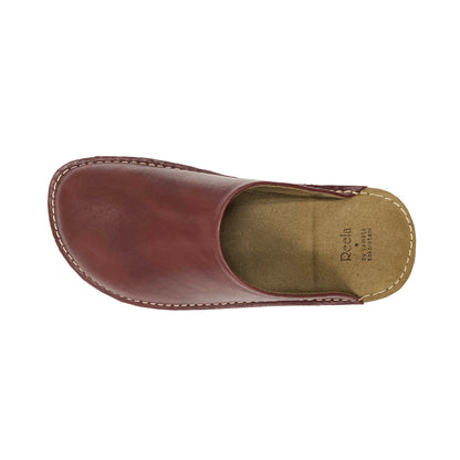 Room shoes "REELA" in Gloss Leather Red Brown