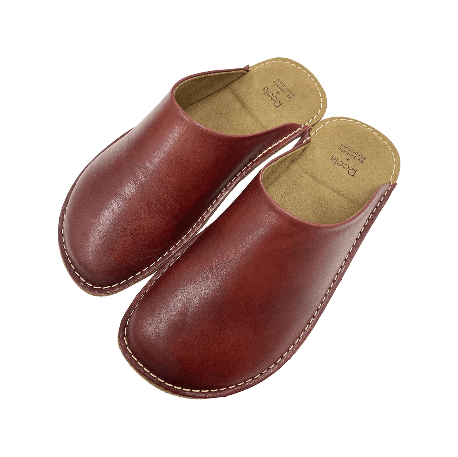 Room shoes "REELA" in Gloss Leather Red Brown