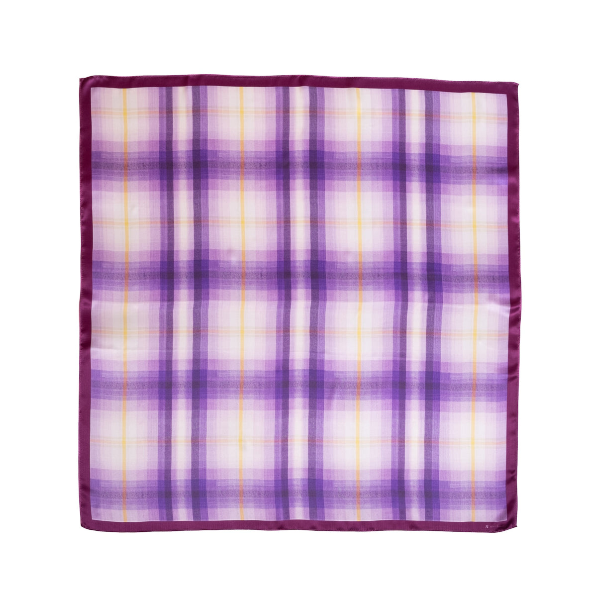 atelier shimura Fukumi Silk Scarf in Ayamegusa, purple check pattern