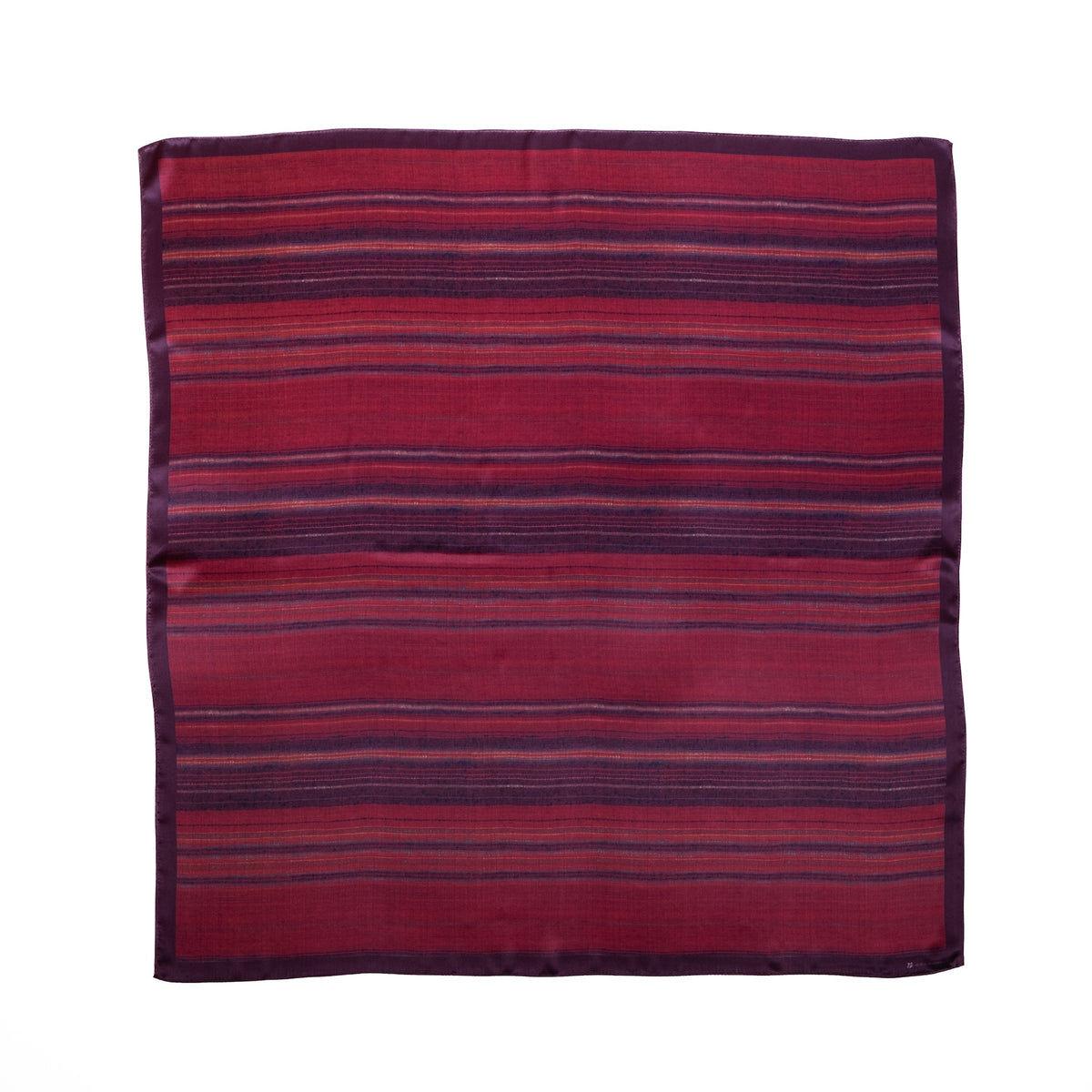 atelier shimura Fukumi Silk Scarf in Suō Yokojima, crimson horizontal stripes