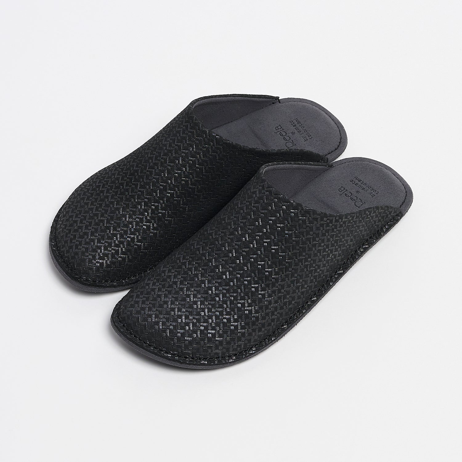 Room shoes "REELA" in Embossed Leather Black