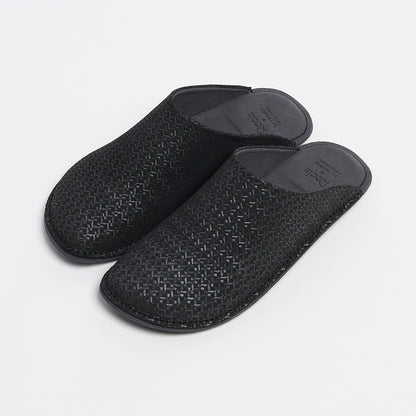 Room shoes "REELA" in Embossed Leather Black