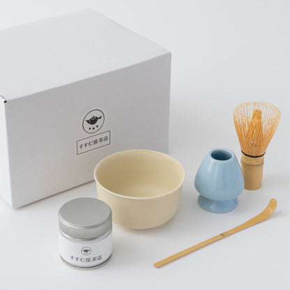 Susumuya Chaten Matcha Starter Set<br>Includes: matcha / matcha bowl / whisk holder / bamboo whisk / bamboo scoop