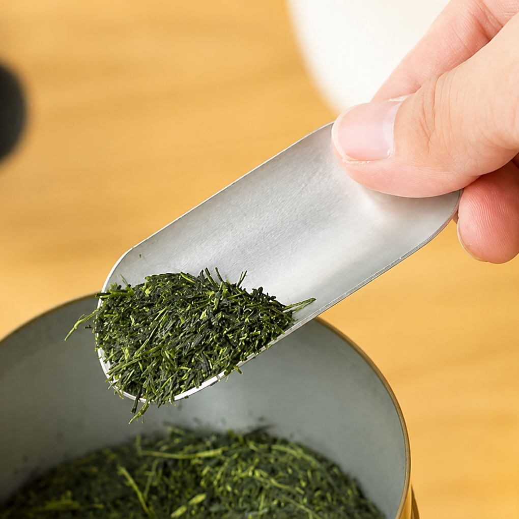 Susumuya Chaten Susumu Tea Scoop<br>
An easy-to-use scoop that naturally measures about 4–5 g (approx. 0.15 oz) per scoop