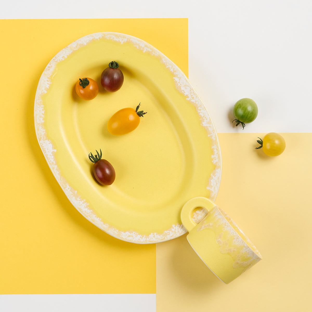Naoko Hata Ceramics Oval Plate<br>Lemon Yellow