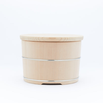 19.5 × 19.5 × height 13 cm<br>Japanese Sawara cypress / nickel silver