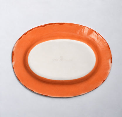 Naoko Hata Ceramics Oval Plate<br>Sunrise orange