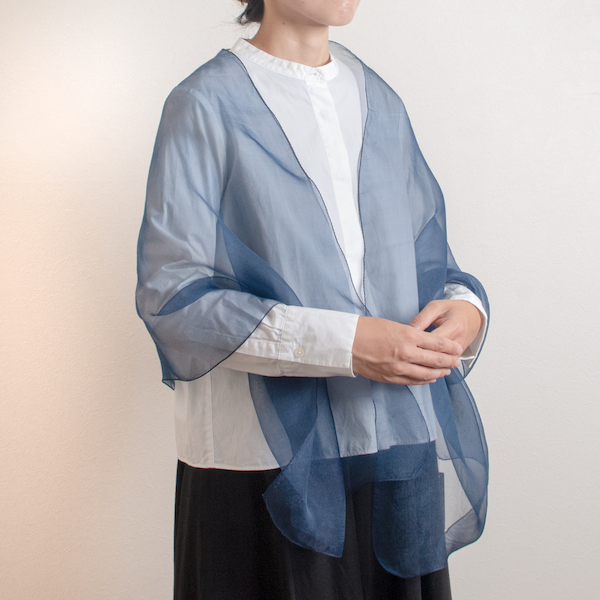Atelier Shimura Silk Organza Stole<br> Ai (Indigo)