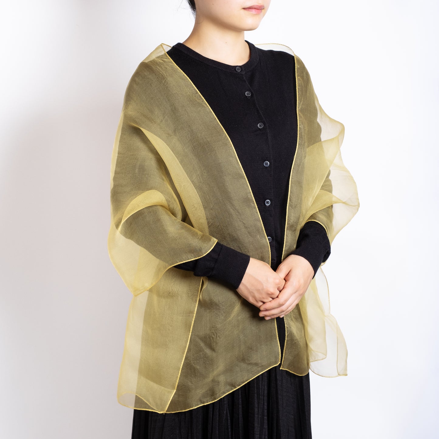 Atelier Shimura Silk Organza Stole<br> Kariyasu (Yellow)