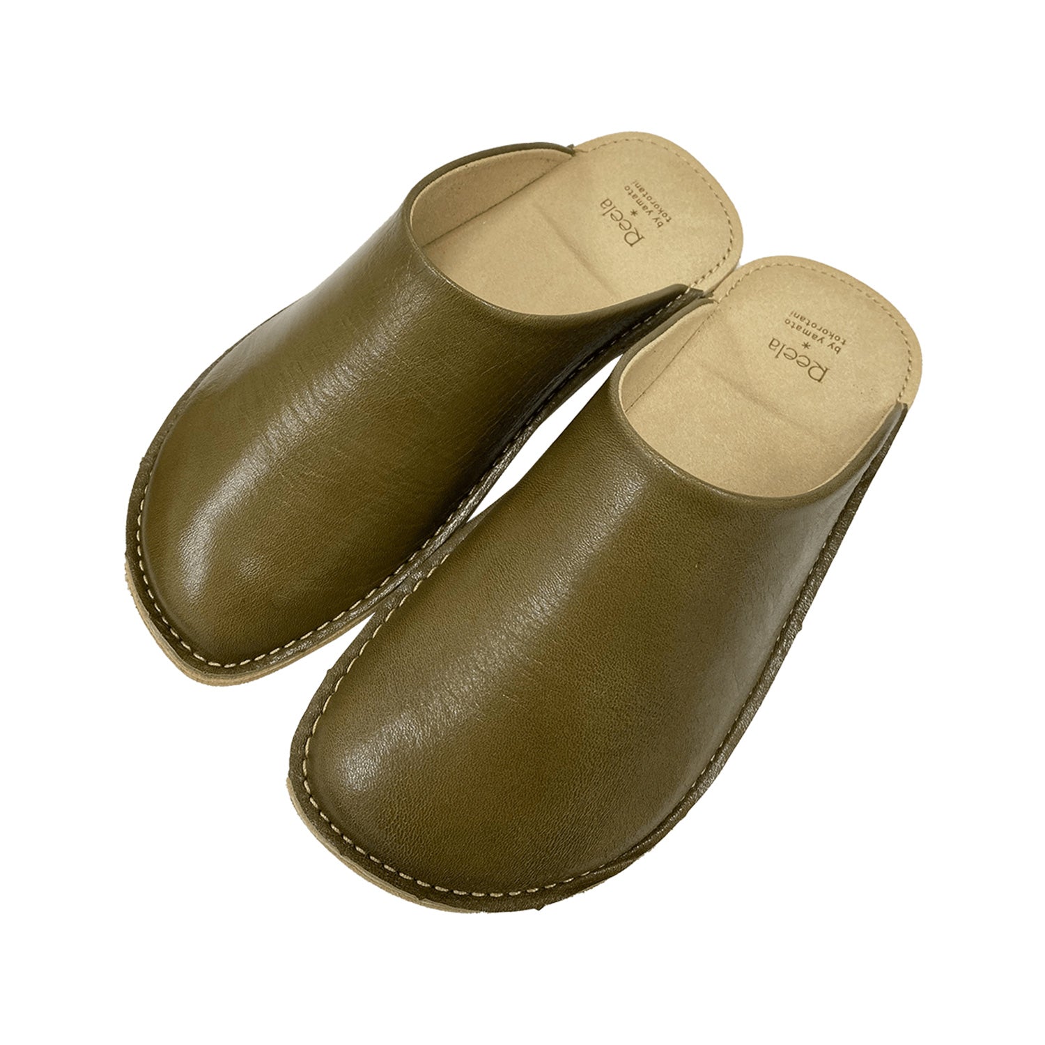 Room shoes "REELA" in Gloss Leather Olive