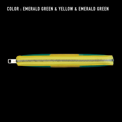Go-One Stingray Leather Two-Tone Long Wallet<br>Emerald Green × Yellow