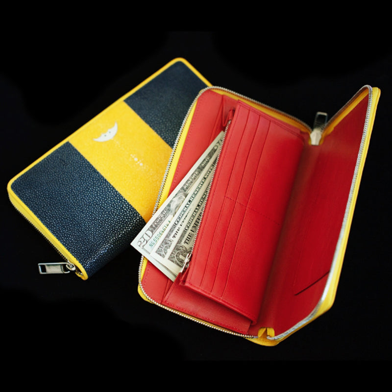 Go-One Stingray Leather Two-Tone Long Wallet