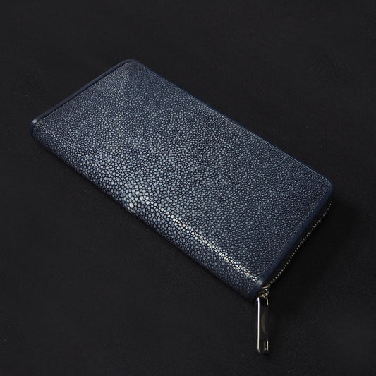 Go-One Stingray Leather Long Wallet<br>Navy