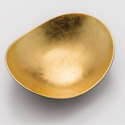Hakuza Sumikeshi Gold Leaf Oval Bowl<br>Towa-iro / Full Coverage