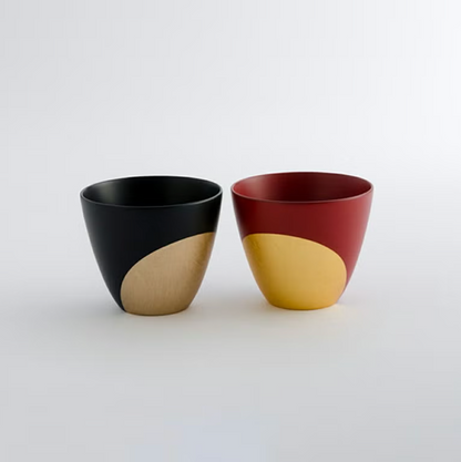 Hakuza Urushi Gold-Platinum Leaf Cup<br>Red & Black Set