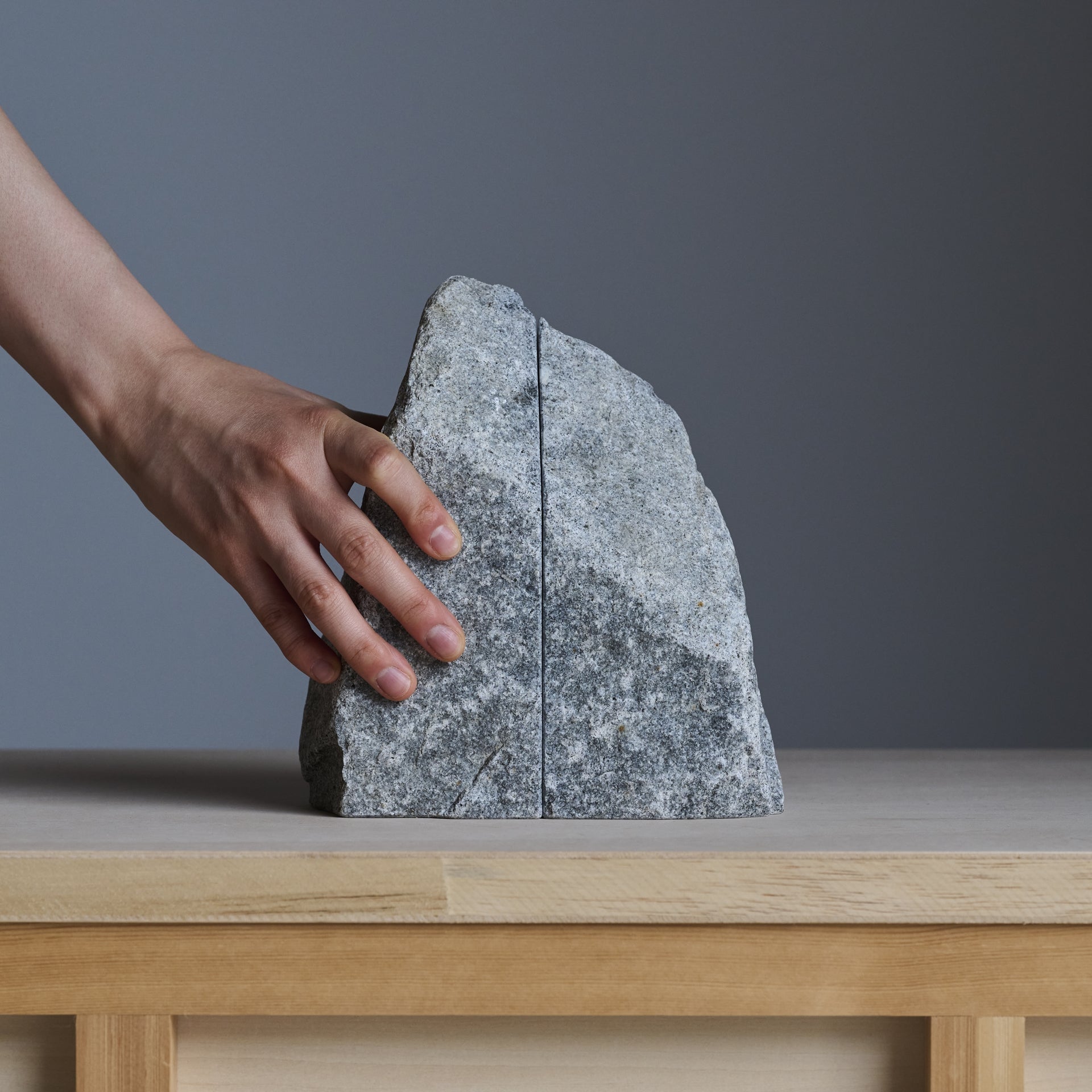 Handcrafted Stone Bookends | Split from a Single Granite Block