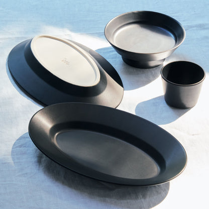 Kuroterasu Oval Plate and Footed Plate
