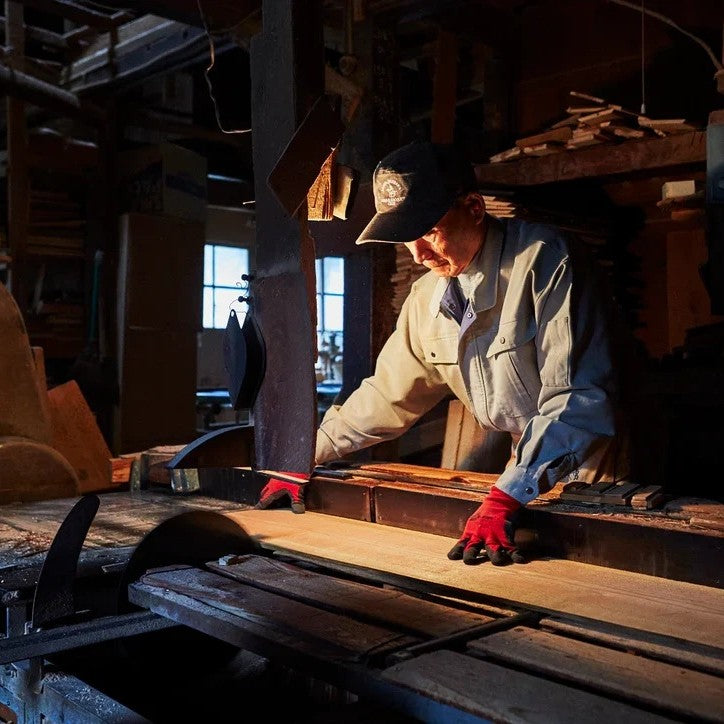 Reading the grain and character of the wood, each part of the tea chest is envisioned, then cut