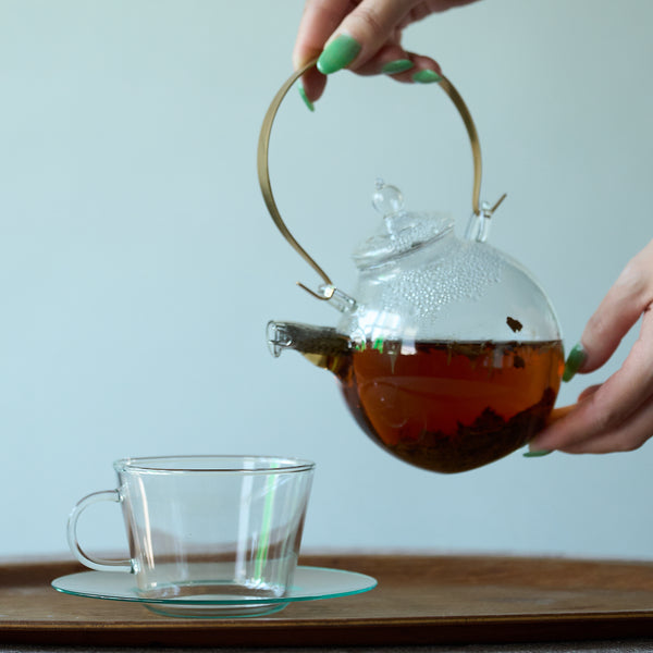 Manmaru Round Shape Pot heat resistant glass detail Niigata handblown housewarming gift Japan
